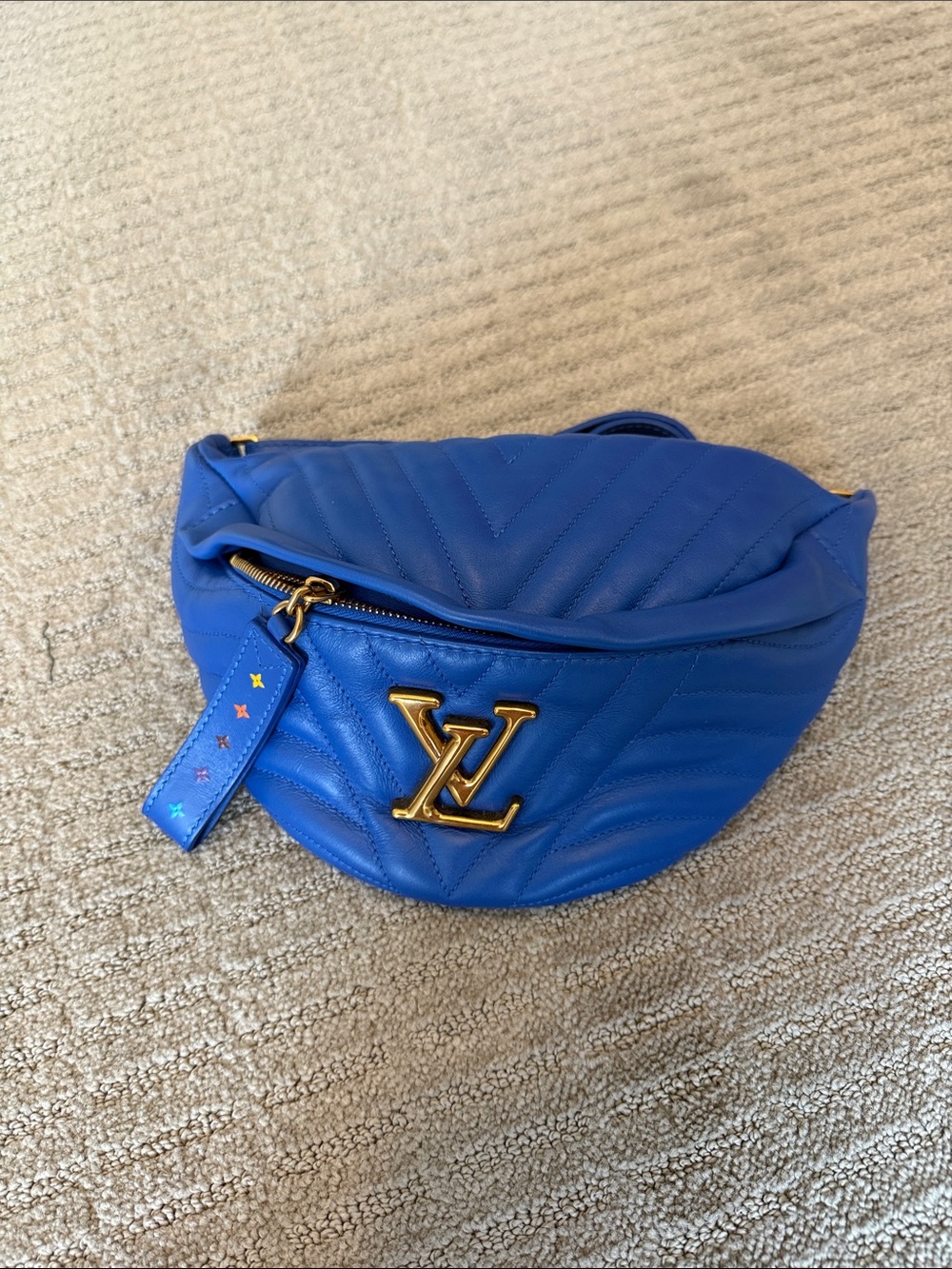 Louis Vuitton Royal Blue Quilted Leather Crossbody Belt Bag with Multicolor Tag